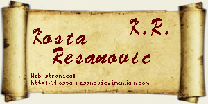 Kosta Resanović vizit kartica